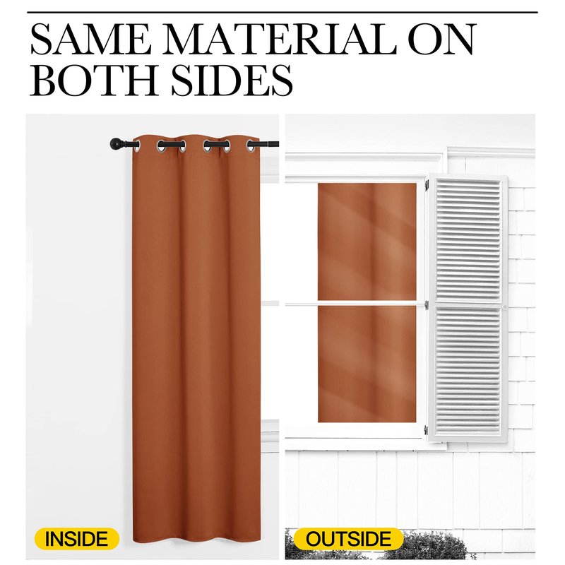 NICETOWN Bedroom Blackout Curtains 68 inches Long, Privacy and Thermal Insulated Blackout Drapes for Windows (Burnt Orange, 1 Pair, 42 x 68 inches)