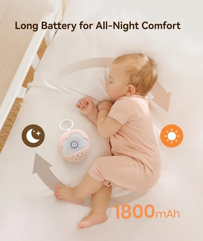 Dreamegg White Noise Machine - Portable Sound Device with 21 Soothing Sounds & Safe Silicone Cover | Pink