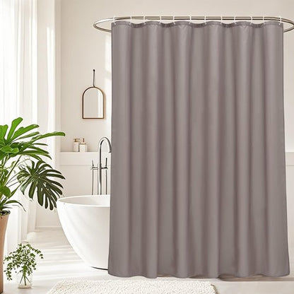 AooHome Extra Long Shower Curtain 72x78 Inch, Fabric Shower Curtain Liner for Hotel with Hooks, Weigthed Hem, Water Repellent, Chocolate