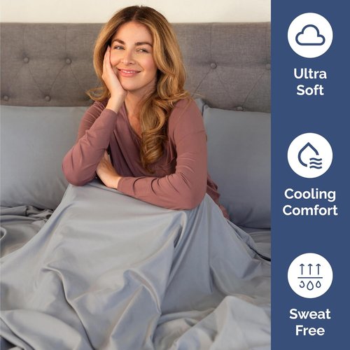 Comfy Twin Size 3-Piece Sheet Set by [Brand Name] | Breathable & Cooling Luxury Bedding - Deep Pockets, Soft, Wrinkle-Free - Steel Blue