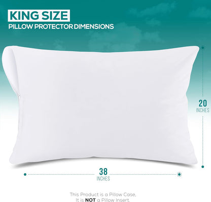 Utopia Bedding King Size Pillow Protectors - Zippered, Bed Bug & Dust Mite Proof, Ultra Soft, Waterproof (White)