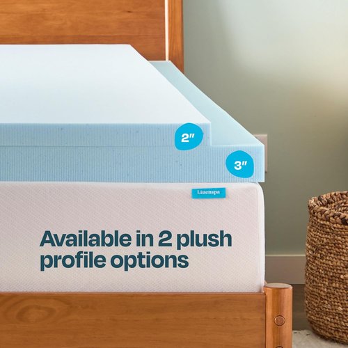 Linenspa Memory Foam Mattress Topper - 2 Inch Gel-Infused Full Size - Plush, Cooling & Pressure Relieving