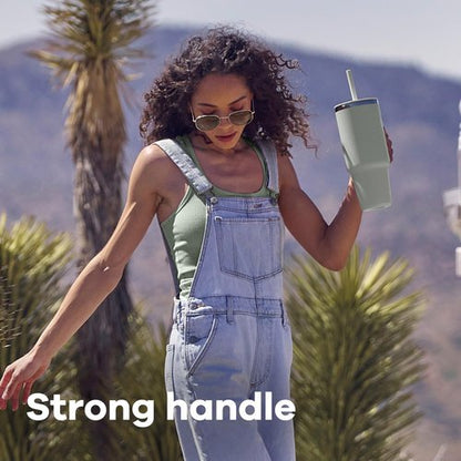 Hydro Flask Travel Tumbler with Handle, Lid and Straw - Insulated Stainless Steel in 40 Oz Moonshadow