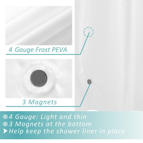 Mrs Awesome Stall Shower Curtain Liner 36x72, PEVA Plastic Shower Liner for Bathroom Lightweight & Waterproof, 36 x 72, Frost