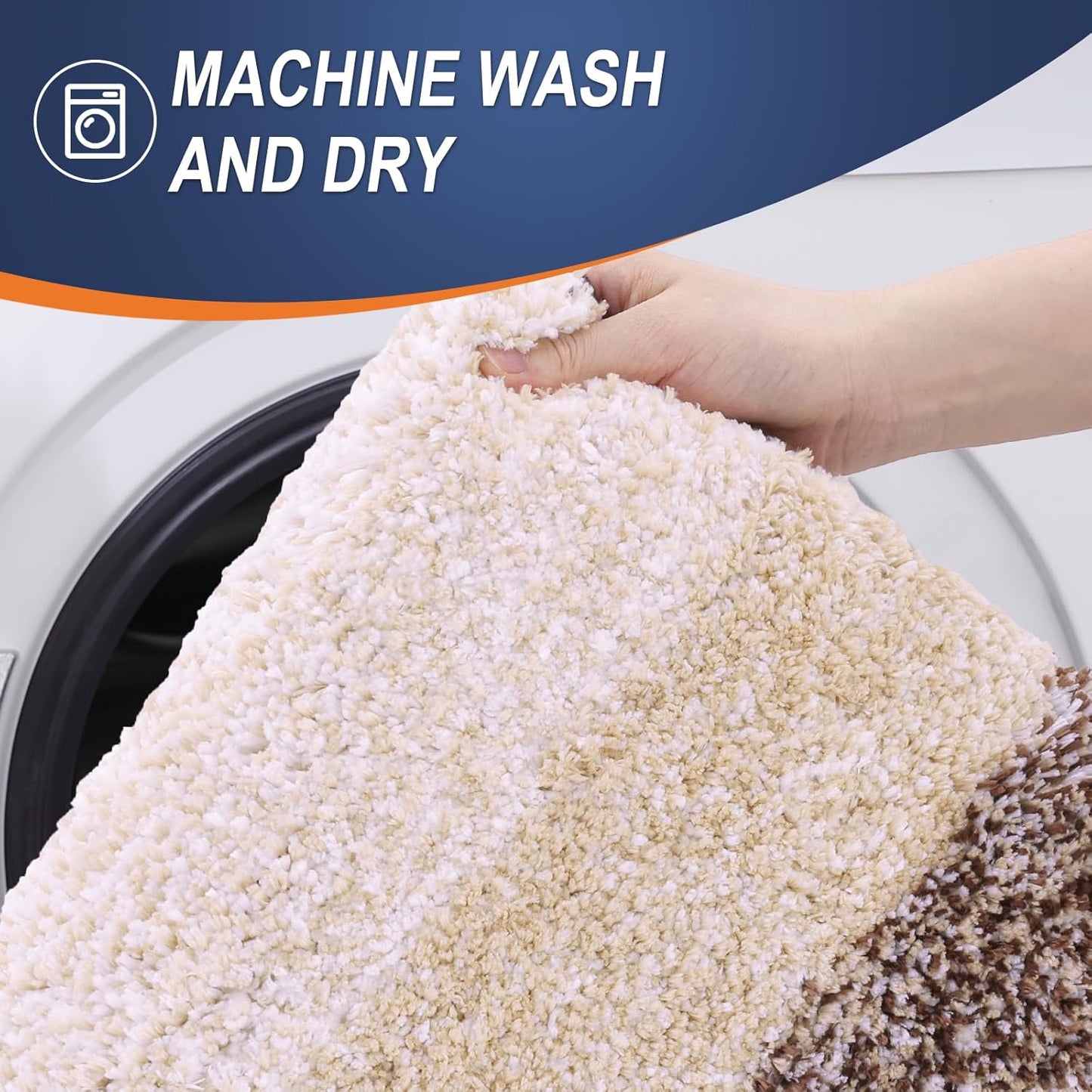 OLANLY Large Bathroom Rugs - Extra Soft Microfiber Mat 47x32 | Quick Dry & Machine Washable, Brown