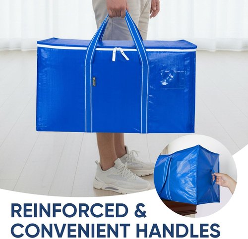 BALEINE Oversized Moving Bags - Heavy-Duty Storage Totes with Reinforced Handles | Royal Blue, 6-Pack