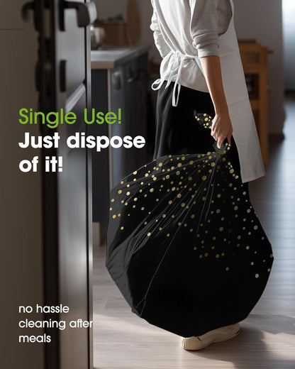 Pureegg Disposable Plastic Tablecloths - 10 Pack, 54 x 108 Inch, Sturdy Leakproof Design, Black Gold