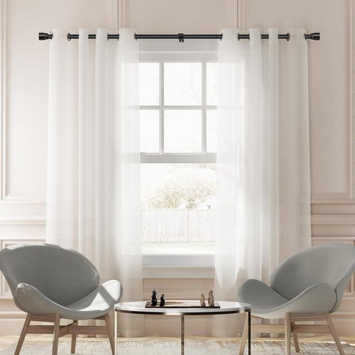 Matte Black Curtain Rods by [Brand Name] - Heavy Duty Adjustable 30-90 Inch, 2 Pack for 30-84 Inch Windows