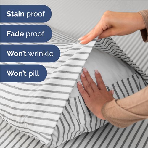 King Size 4 Piece Sheet Set - Comfy Breathable & Cooling Bed Sheets Set - Hotel Luxury Bedding for Women, Men, Kids, Teens, Boys & Girls - Deep Pockets, Soft, Wrinkle Free - Oeko-Tex - Grey Stripes 2