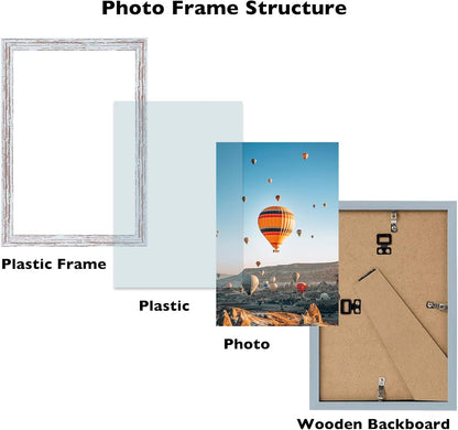 Rustic White Picture Frame by [Brand Name] - 8.5x11 Wall or Tabletop Display | Durable Shatter-Resistant Plexiglass