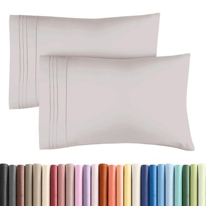 Standard Pillow Cases Set of 2 - Soft Hotel Quality Pillowcase Covers - Comfy & Wrinkle Free - Stain and Fade Resistant - Machine Washable Pillow Protectors - 2 Piece Set - Standard Size Light Grey