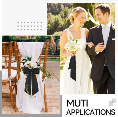 Black Wreath Sash by [Brand Name] - Elegant Linen Ribbon Bow for Front Door & Porch Decor