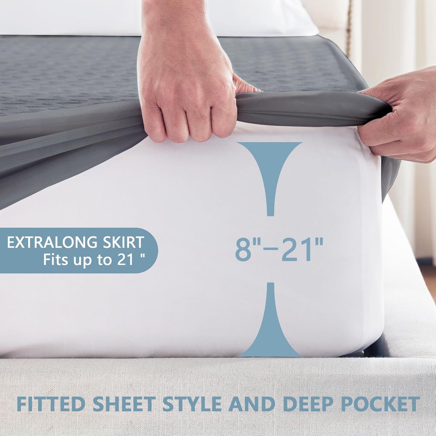 Regine Switzerland Premium Waterproof Mattress Protector - Breathable Cooling Bed Cover, California King Size, Gray