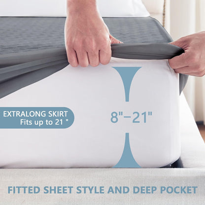 Skiennix Premium Waterproof Mattress Protector - Breathable Cooling Bed Cover | Full Size, Gray, Deep Pocket 8''-21''