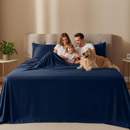 Utopia Bedding Queen Size Sheet Set - Soft, Breathable Microfiber, Includes 1 Fitted Sheet, 1 Flat Sheet & 2 Pillowcases - Navy