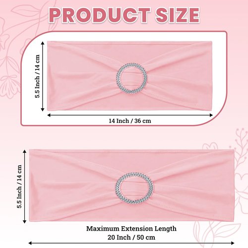 MDS Spandex Chair Sashes - Pack of 150 Elastic Stretch Bows with Buckle Slider | Dusty Rose