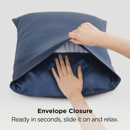 Bedsure Satin Pillowcase - Luxurious Silk-Like Comfort | Standard Size 20x26 Inches, Blue - Perfect Gift for All