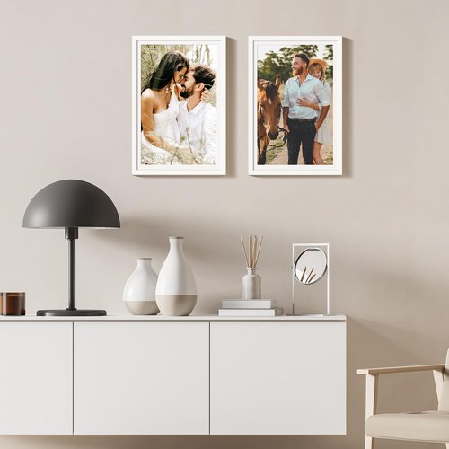 upsimples 12x18 Picture Frame, Display Pictures 11x17 with Mat or 12 x 18 Without, Wall Hanging Poster Frames, White, 1 Pack