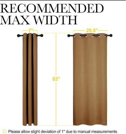 NICETOWN Blackout Curtains - Noise Reducing & Draft Blocking | 63-Inch Length, Gold Brown (2 Panels)