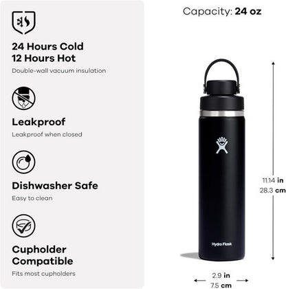 Hydro Flask Water Bottle - Insulated Stainless Steel with Wide Mouth Chug Lid | 24 Oz Aloe Green