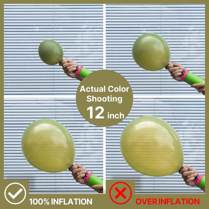 PartyWoo Sage Green Balloons - 100pcs Latex Balloon Arch Kit for Weddings & Birthdays | 5-36 Inch Sizes