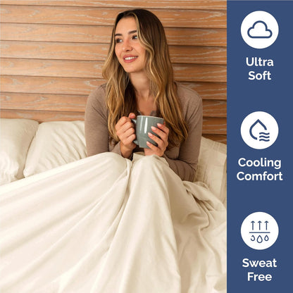 Skiennix Full Size 4-Piece Sheet Set - Comfy, Breathable & Cooling Bedding - Ultra-Soft, Deep Pockets, Off White