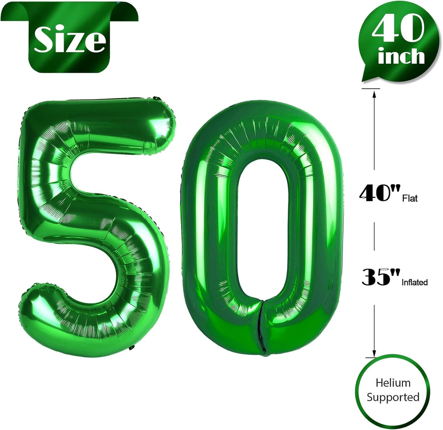 Number 50 Balloon by [Brand Name] - 40 Inch Dark Green Giant Foil Balloon for 50th Birthday Party Decorations