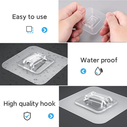 Skiennix Shower Caddy Hooks - 14 Pack Transparent Adhesive, No Drilling, Waterproof for Bathroom & Kitchen Storage