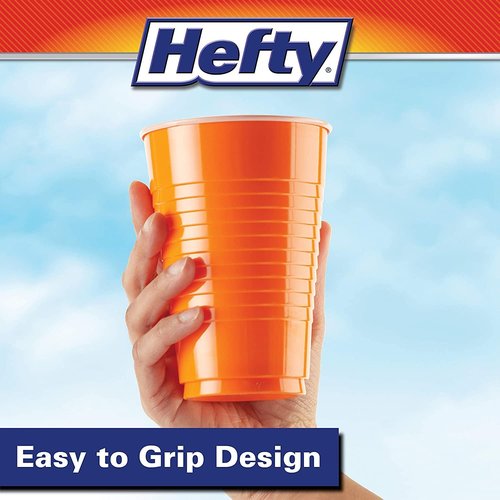 Hefty Party On Disposable Plastic Cups - 16 Ounce Assorted Colors | 100 Count Pack