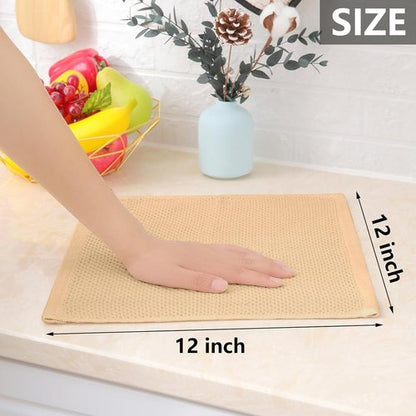 Homaxy 100% Cotton Waffle Weave Dish Cloths - Ultra Soft & Absorbent Quick Drying Towels | 12 x 12 Inches, 8-Pack, Apricot