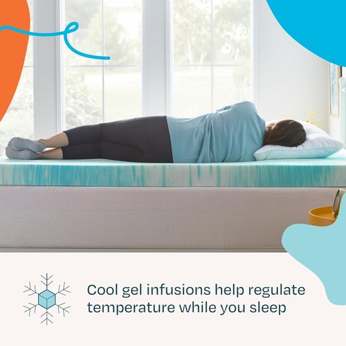 Linenspa 4 Inch Gel Memory Foam Mattress Topper - Queen Size, Cooling & Pressure Relieving, CertiPUR Certified
