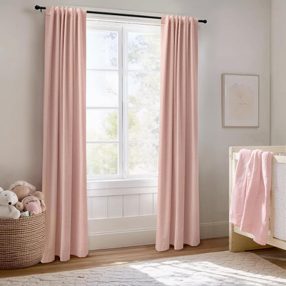 Regine Switzerland 100% Blackout Linen Curtains - Thermal Insulated Drapes, 50" W x 120" L, Blush Pink