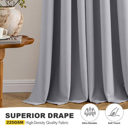 MIULEE Light Grey Blackout Curtains - Thermal Insulated Room Darkening Drapes | 63 Inches, 2 Panels