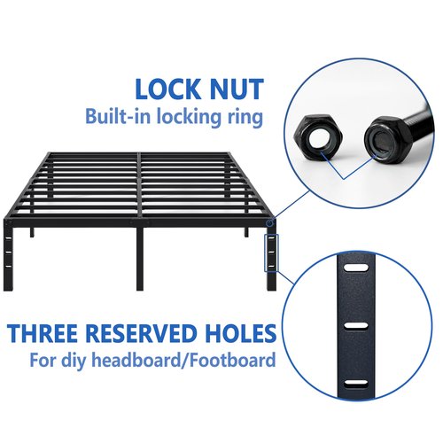 NEW JETO Metal Bed Frame,Twin Size Bed Frame with Storage Space,Heavy Duty Sturdy Mattress Foundation,Easy Assembly,No Box Spring Needed, Black,16 Inch,Twin