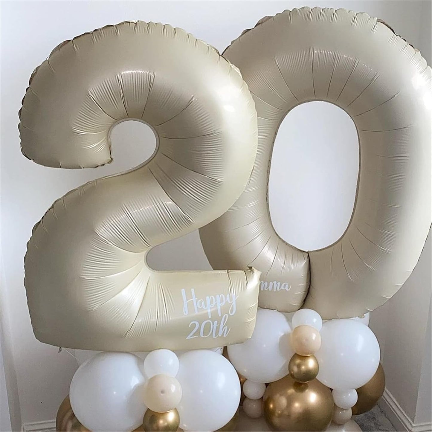 Skiennix 40-Inch Beige Number 10 Balloons - Helium Foil for 10th Birthday Decorations | Ivory White & Cream
