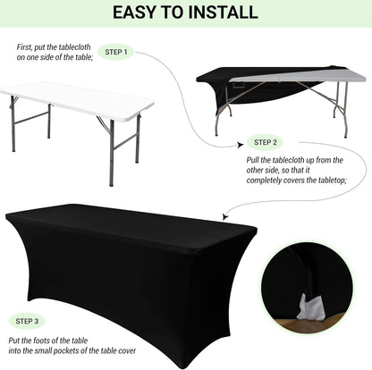 Obstal 6 Pack Stretch Spandex Table Covers - Fitted 6 FT Rectangular Tablecloths for Weddings & Parties | Aqua, 72" L x 30" W x 30" H