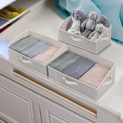 Skiennix Foldable Closet Organizers - Large Capacity Storage Boxes with Handles | Grey 3-Pack
