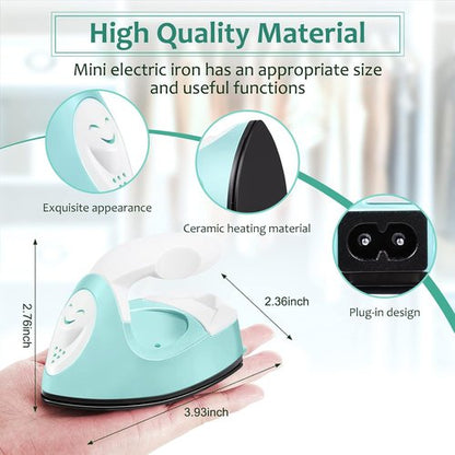 Honoson Mini Craft Iron - Portable Heat Press for DIY Projects | Tiny Flatiron with Charging Base (Mint Green)