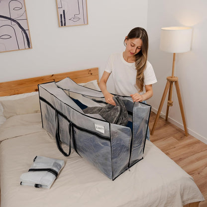 VENO Extra Large Moving Bags - Heavy Duty Storage Solution for College & Christmas Tree | 4 Pack, Clear