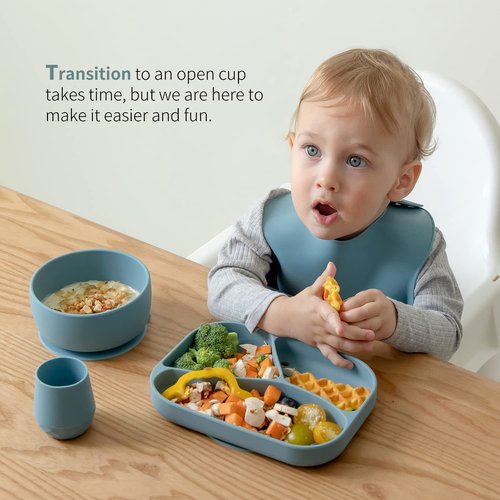 SAMiGO Silicone Baby Cups for 6-12 Months, Tiny Open Cups for Training and Water Drinking, Baby Led Weaning Supplies, 2 OZ