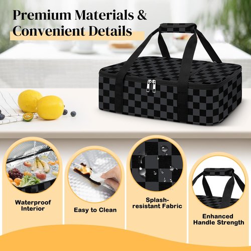 Coobiiya Insulated Casserole Carrier - Keeps Food Hot or Cold | Portable Tote Fits 9" x 13" Dish
