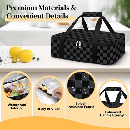 Coobiiya Insulated Casserole Carrier - Keeps Food Hot or Cold | Portable Tote Fits 9" x 13" Dish