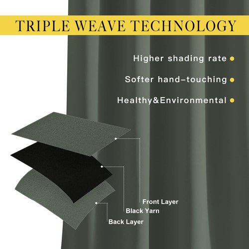 NICETOWN Blackout 102 inch Curtains for Living Room, Grommet Thermal Insulated Room Darkening Curtains for Bedroom/Living Room, 2 Panels, W52 x L102, Dark Mallard