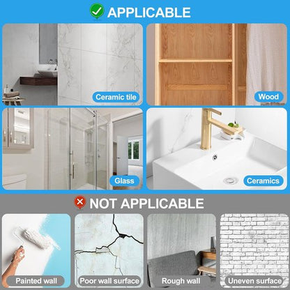 JINSHUNFA Heavy Duty Adhesive Wall Hooks - 13LB Capacity, Waterproof, Transparent | 8 Pack for Bathroom & Kitchen