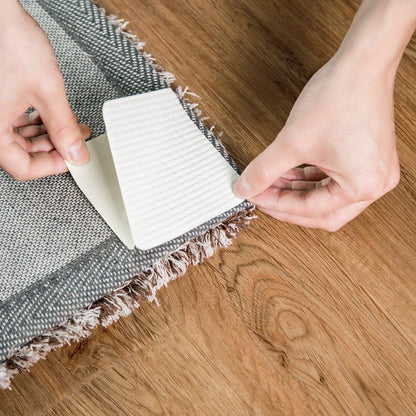Skiennix Non-Slip Rug Pad Grippers - 4PCS Double-Sided Carpet Corner Stickers for Hardwood & Tile Floors