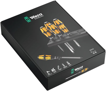 Wera 932/6 Kraftform Plus Screwdriver Set - 6-Piece Ergonomic Design with Rack for Easy Storage