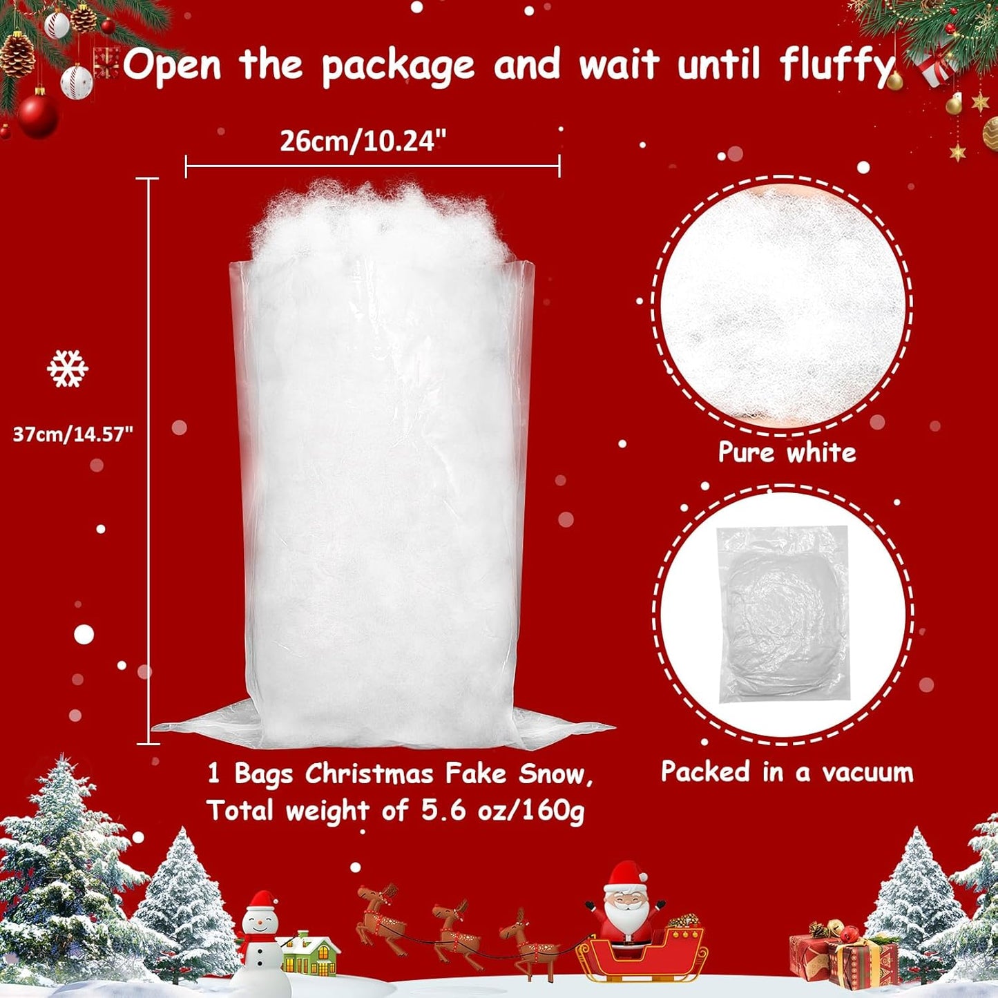 Skiennix Christmas Fake Snow Decoration - 17.6 Oz Fluffy White Artificial Snow for Holiday Decor