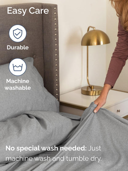 Skiennix Extra Deep Queen Sheet Set - 6 Piece Breathable Cooling Bedding - Soft Wrinkle-Free Heathered Grey