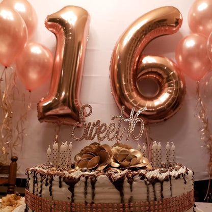 Regine Switzerland 40 Inch Rose Gold Number 5 Balloons - Self-Inflating Foil Mylar for Birthday Celebrations
