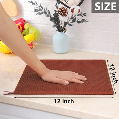 Homaxy 100% Cotton Waffle Weave Dish Cloths - Ultra Soft & Absorbent Kitchen Towels | 12x12 Inches, 8-Pack, Rust